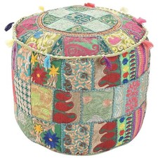 Copri pouf ottomano patchwork cotone verde indiano 18" decorazione casa copri pouf AU
