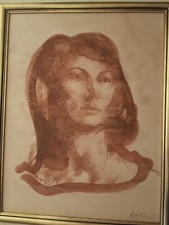 ANTONIO BRESCIANI  ( 1902 – 1998) Volto Femminile  sanguigna su carta ritratto