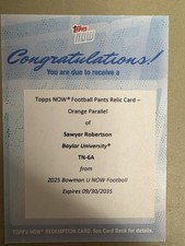 Sawyer Robertson Baylor Auto 4 TD vs SMU 2025 Bowman U Now #6A arancione /25 LEGGI