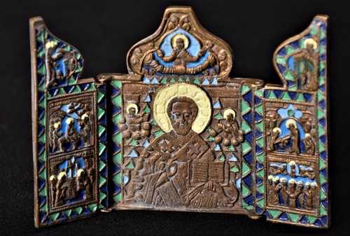 Vecchio icona bronzo russia - vecchio,