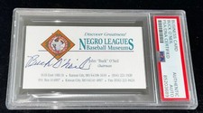 Biglietto da visita squadra autografato firmato Buck O'Neill "Negro Leagues Chairman" PSA