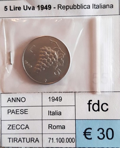 Repubblica italiana 5 lire - italiana,