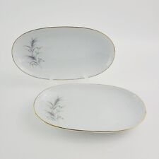 Rosenthal Thomas Piatti Laterali Ovali (2), Felce di Grano Grigio, Rosa e Verde, Germania