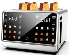 Touch Screen Toaster 4 Slice, Digital Smart Dual Control Touchscreen, Stainle...