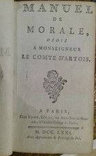 COMTE D'ARTOIS 1771 MANUEL DE MORALE