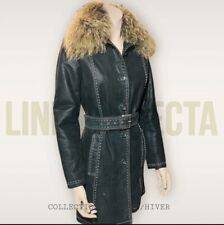 Giaccone in pelle, cappotto, Giubbotto Donna con collo di pelliccia Tg 42 (M)