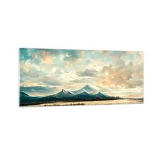 Quadro su Vetro 100x40cm Paesaggio Montagne Visualizzazione Stampe Murale
