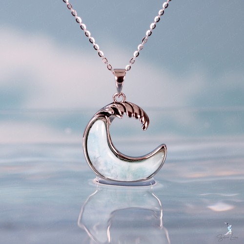 Collana larimar onda - blu, in