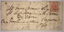 Lombardo Veneto 15 I Tipo Milano 4/7/1850 Rara Lettera