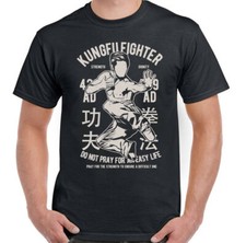 T-Shirt Kung Fu Fighter Uomo Arti Marziali MMA Jeet Kune Do Top Palestra Tee UFC