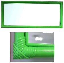 Grande specchio rettangolare verde in bamboo