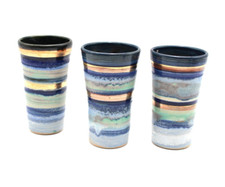 Studiokeramik Vase blau gold