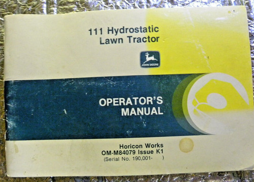 John deere 111 manuale - 111,