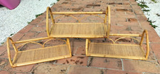 Mensola in Bamboo Vimini Rattan Set 3 pezzi Originali Epoca Modernariato Vintage