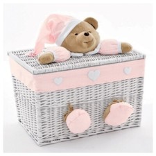 NANAN Baule in Vimini con Peluche 61 x 34 x 32 cm Rosa Puccio Piccolo 12032PR