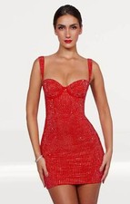 Oh Polly mini abito donna rosso con paillettes prezzo consigliato £ 100