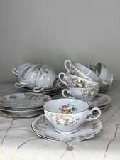 Servizio Te/caffe X12 Bavaria Schirnding Porcellana Vintage Oro Zecchino Fiori