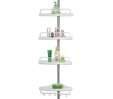 Scaffale Angolare da Bagno Telescopico Salvaspazio Regolabile 225/280cm Bianco