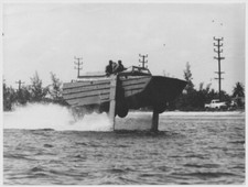 VECCHIA FOTOGRAFIA MEZZO ANFIBIO FLYING DUCK ANNI 40/50 24 X 18 cm