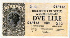 Italy 2 Lire 1944 AU-UNC