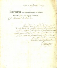 1807 GENOVA REGNO ITALIA Just Antoine DE LA TOURETTE raccolta salnitro AUTOGRAFO