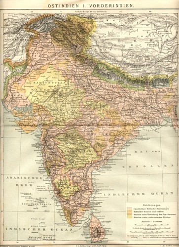 1897 antica mappa india - antica,