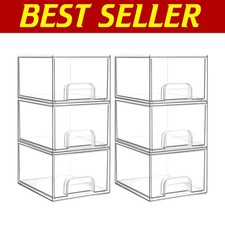 Cassetti Organizer Compatti Trasparente Acrilico: Confezione da 6 per Bagno, Vanità e Dispensa