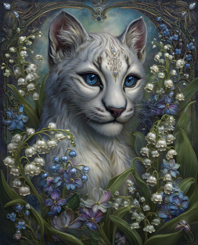 Stampa gatto maculato - , bianco