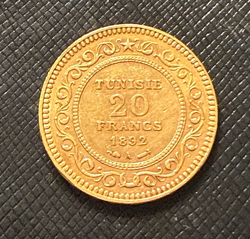 Tunisia 1892 oro franchi - a,