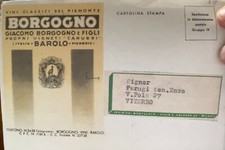 Cartolina commerciale doppia GIACOMO BORGOGNO VINO BAROLO PREZZI 1961 -18
