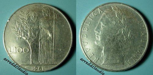 Italia 100 lire minerva 1961 - minerva,