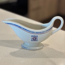 Vintage Gravy Boat White Blue