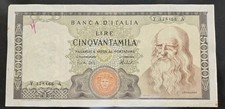 50000 LIRE LEONARDO 16/05/1972 R NATURALE COME DA FOTO  CON FIBRELLE 