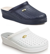 CIABATTE DONNA SANITAL LIGHT INFERMIERA 1350 BIANCO/BLU PELLE PLANTARE INBOTTITO