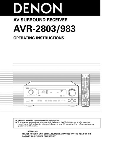 Denon avr 983 - avr-983, avr-2803
