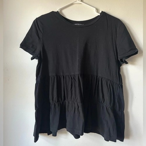 Zara black ruffle shirt - black, t