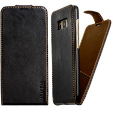 Cover in pelle per smartphone Apple / Samsung / Huawei custodia protettiva nera  