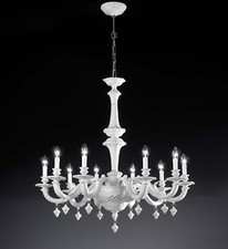 Lampadario classico lusso ceramica bassano bianco a 10 luci luxury r005