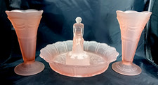 Antico Art Deco Sowerby Pnk Vetro Modesto Charlotte Naked Lady Fiori Ciotola Vasi