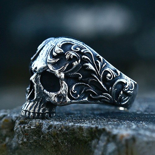 Anello teschio vintage acciaio - anello,