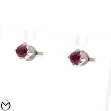 Orecchini oro bianco 18 kt 750 punto punti luce rubini 0,43 ct -Botecchi-