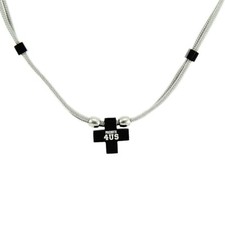 PACIOTTI 4US collana uomo cordino con croce acciaio IP nero e logo - Listino €83