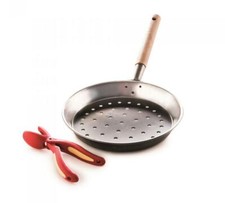 Padella castagne perforata  Snips manico in legno + taglia caldarroste Ø 27cm