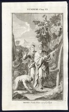 MOSE' FA USCIRE ACQUA DALLA  PIETRA, grande incisione del 1735  + pass.