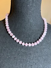 COLLANA 45 CM CON PERLE A DISCO QUARZO ROSA DEL MADAGASCAR
