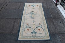 Arazzo Aubusson Originale In Lana Grigia Design Francese Fatto A Mano 190x71cm