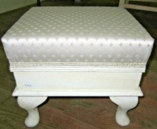 SGABELLO POGGIAPIEDI SHABBY LACCATO PANCHETTA PUFF SEDUTA DIVANO SALOTTO