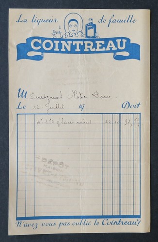 Facture cointreau liqueur - cointreau,