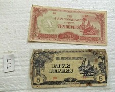 BANCONOTA FIVE RUPEES -  TEN RUPEES  THE JAPANESE GOVERNMENT  
