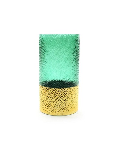 Vaso portacandela oro verde - vaso,